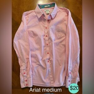 Ariat Fitted Button Down Shirt in Pink and White